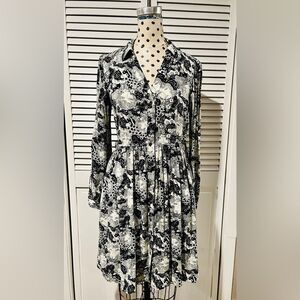 Anthropologie 34 of 52 Conversations Colloquial Faces A-line Viscose Dress-Sz 4